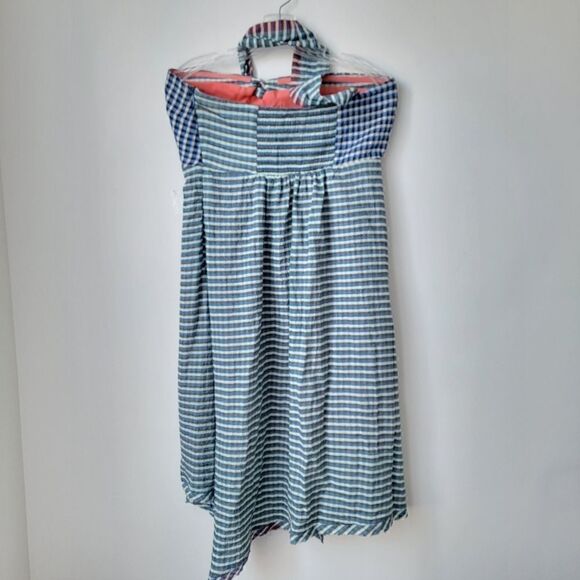 ANTHROPOLOGIE MAEVE One Shoulder Gingham Waverly Dress Blue Motif Size 8 - Picture 11 of 12